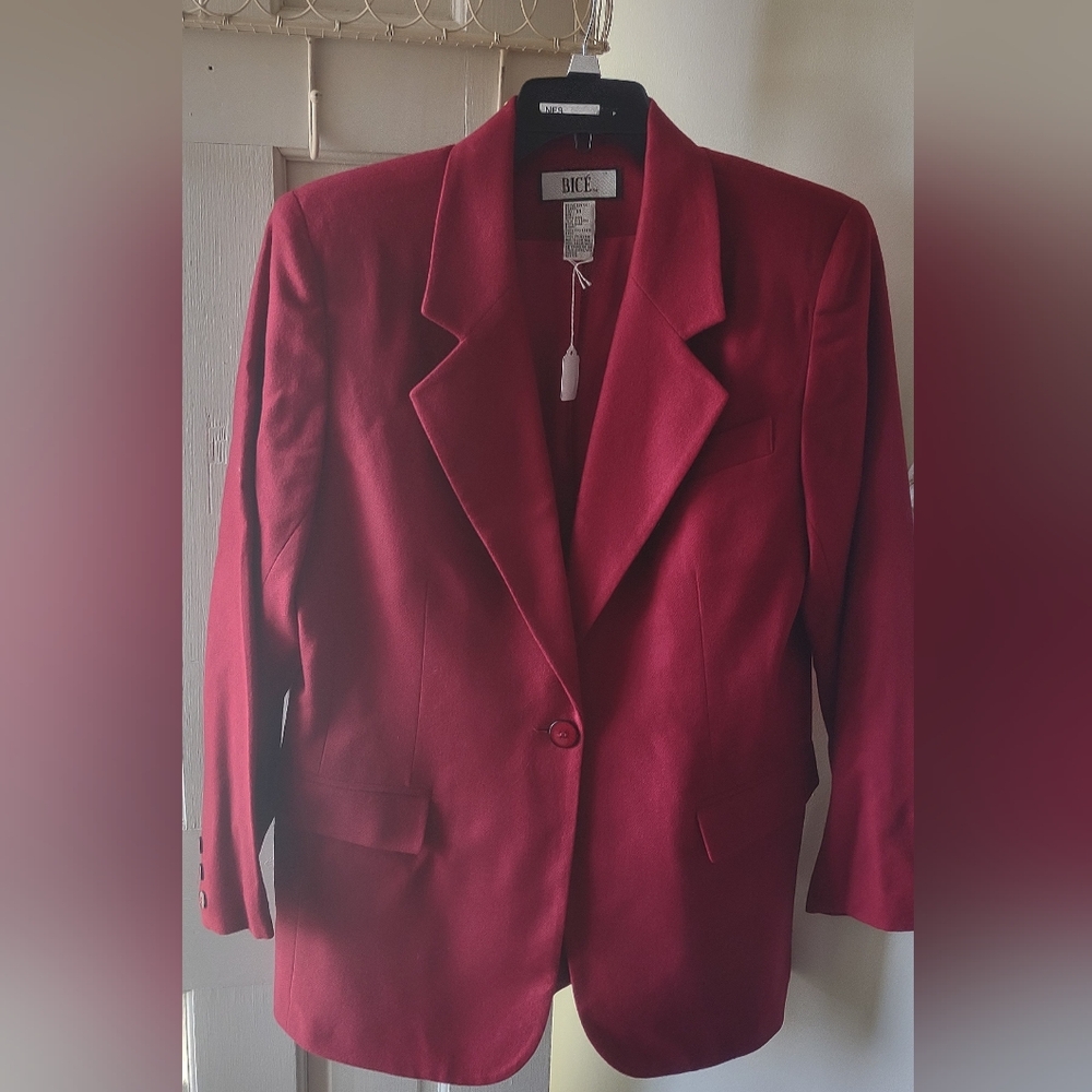 Vintage Bice Women's Wool Deep Red Blazer